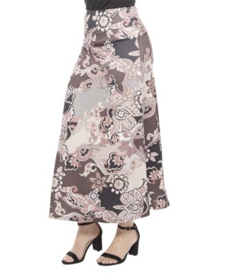 Women's Paisley Elastic Waist A-Line Maxi Skirt