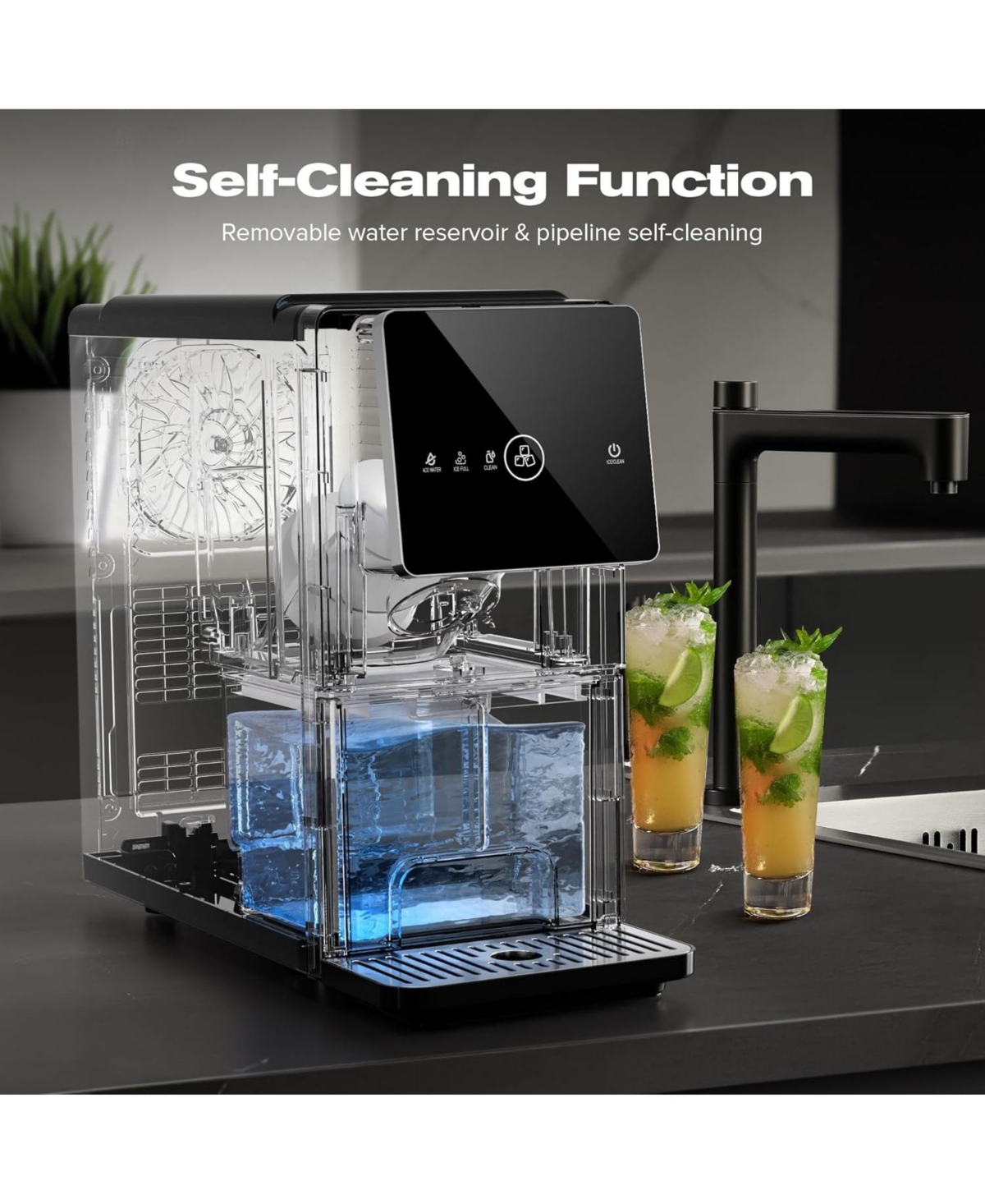 Cowsar Countertop Nugget Ice Maker, 33LBS/24H