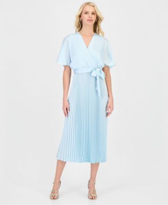 Women's Pleated Flutter-Sleeve Dress