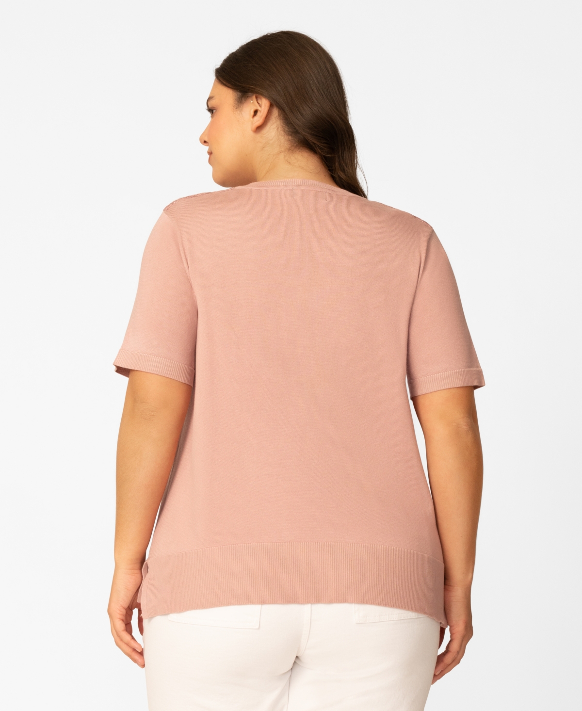 Melissa Paige Plus Lace Shoulder Boxy Crewneck Top, Macy's Exclusive