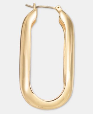 Gold-Tone Puffy Link Hoop Earrings