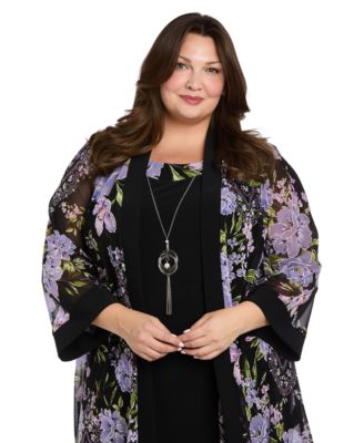 Women's Floral Printed Jacket & Tank Dress, 2-Piece Set