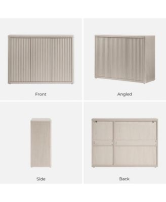 Fluted Sideboard Buffet Cabinet, 46in Wide Cupboard Coffee Bar Console Table Credenza with 3Doors Storage