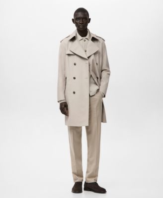 Men's Water-Repellent Belted Trench Coat
