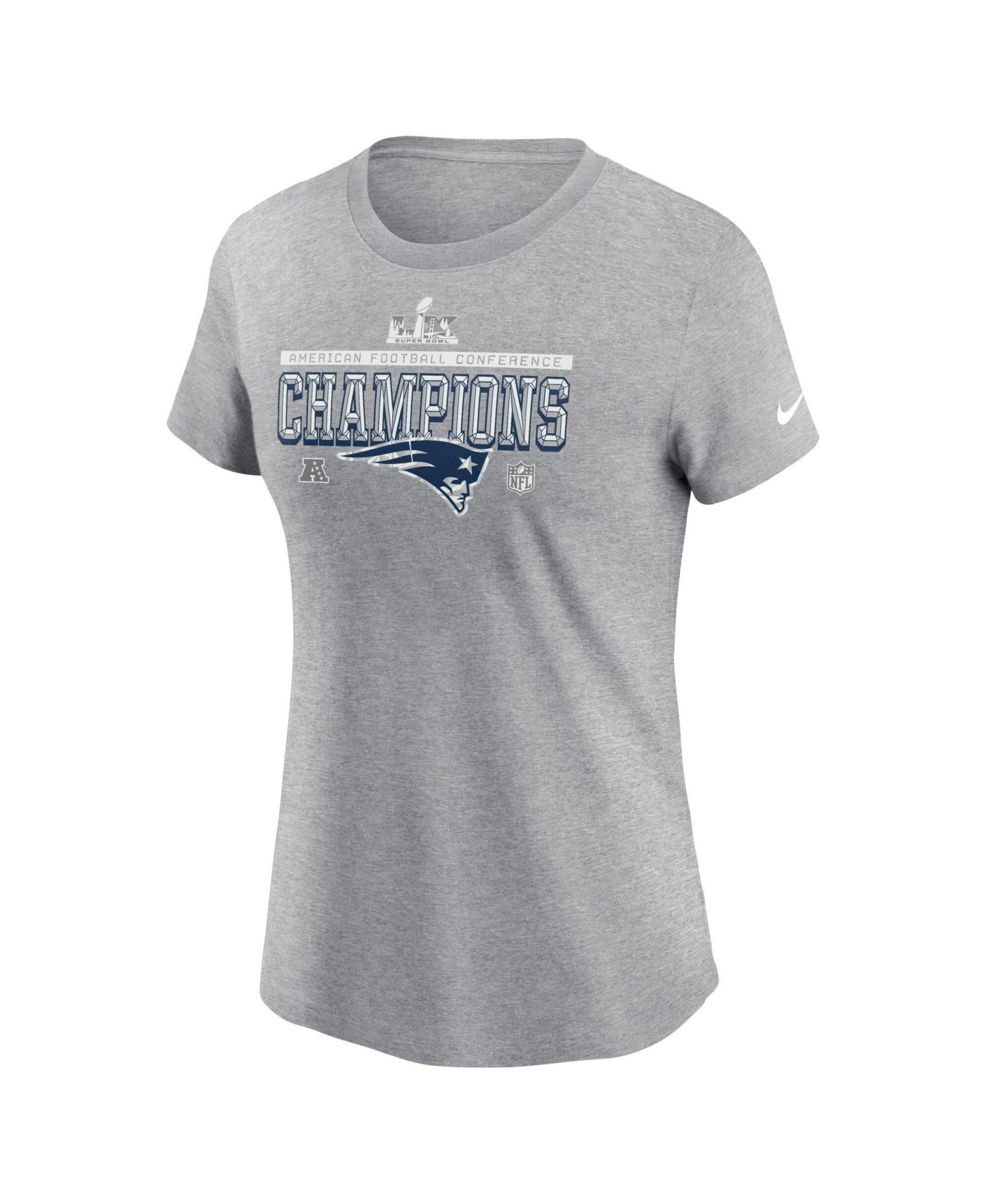 Женская футболка Nike Dark Heather Gray New England Patriots 2025 AFC Conference Champs Locker Room Trophy Collection — фото 1