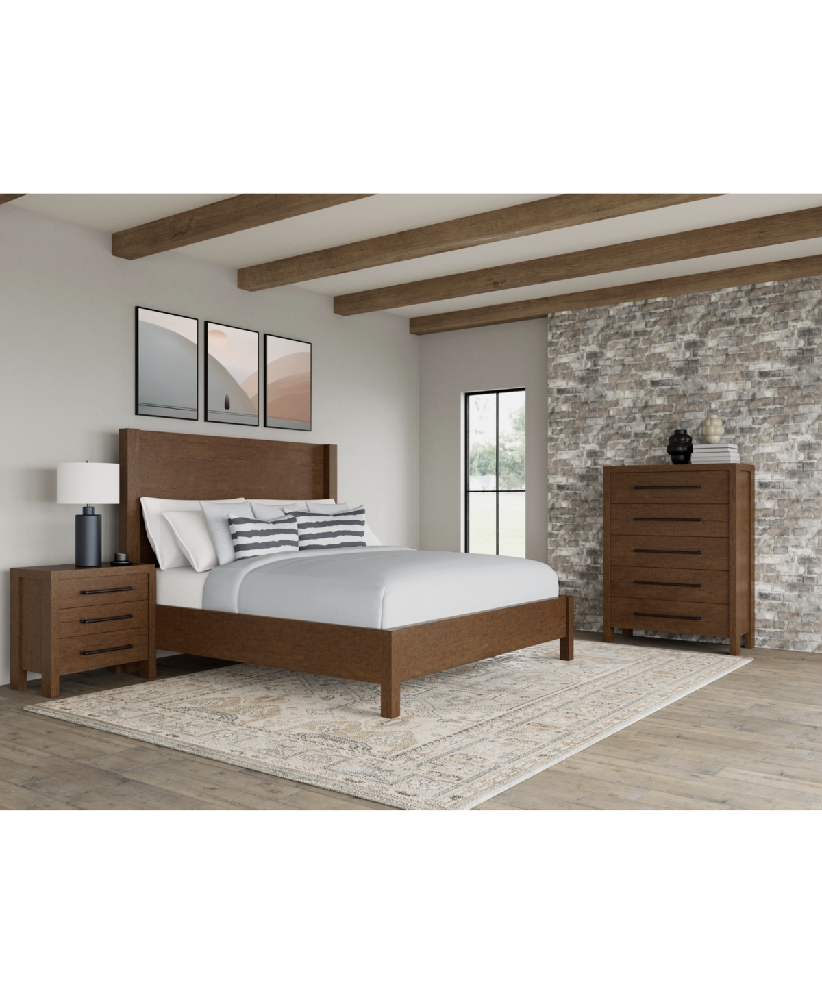 Davie 3-Pc. Queen Bedroom Set (Panel Bed, Chest & 3-Drawer Nightstand)