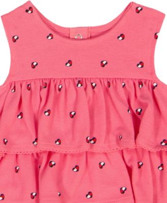Baby Girls' Printed Pique Ruffled Sunsuit & Printed Headband