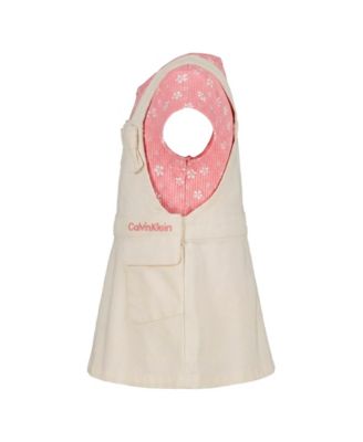 Baby Girls' Ribbed Printed Bodysuit & Denim Overall, 2-Piece Set