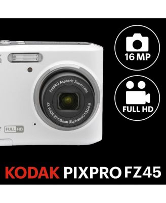 PIXPRO FZ45 Friendly Zoom 16MP Full HD Digital Camera, White, Bundle with 32GB Memory Card and Camera Bag