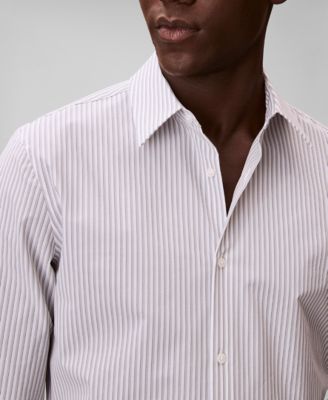 Men's Stripe Tech Slim-Fit Button-Down Shirt