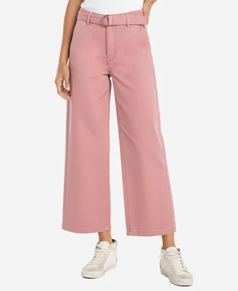 Petite Wide-Leg Mid-Rise Pants - Misty Blush