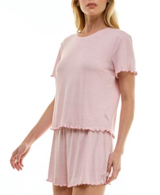 Women's Striped Top & Shorts, 2-Piece Set