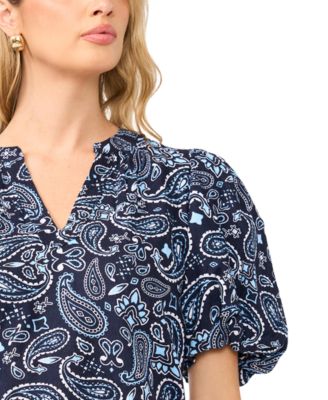 Women's Short Puff-Sleeve Blouse