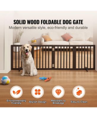 4-Panel Folding Indoor Pet Gate, 24" H x 80.3" W, Adjustable Barrier with Quiet Foot Pads