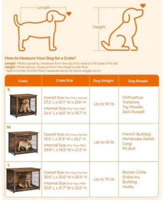 Indoor Dog Crate Furniture with Double Doors, Reversible Side Door, Removable Tray, 38.6" L, Top 154 lb