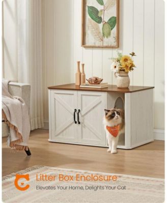 Litter Box Enclosure Cabinet with Front Entry, Hidden Cat Washroom Furniture, Top Holds 165 lb, Large Size