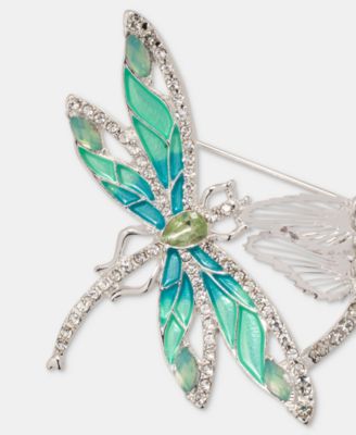 Crystal & Stone Flying Dragonflies Pin 
