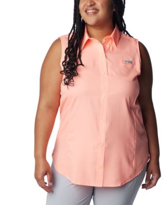 Plus Size PFG Tamiami Button-Front Sleeveless Top