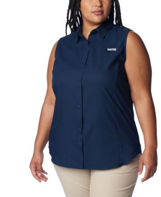 Plus Size PFG Tamiami Button-Front Sleeveless Top