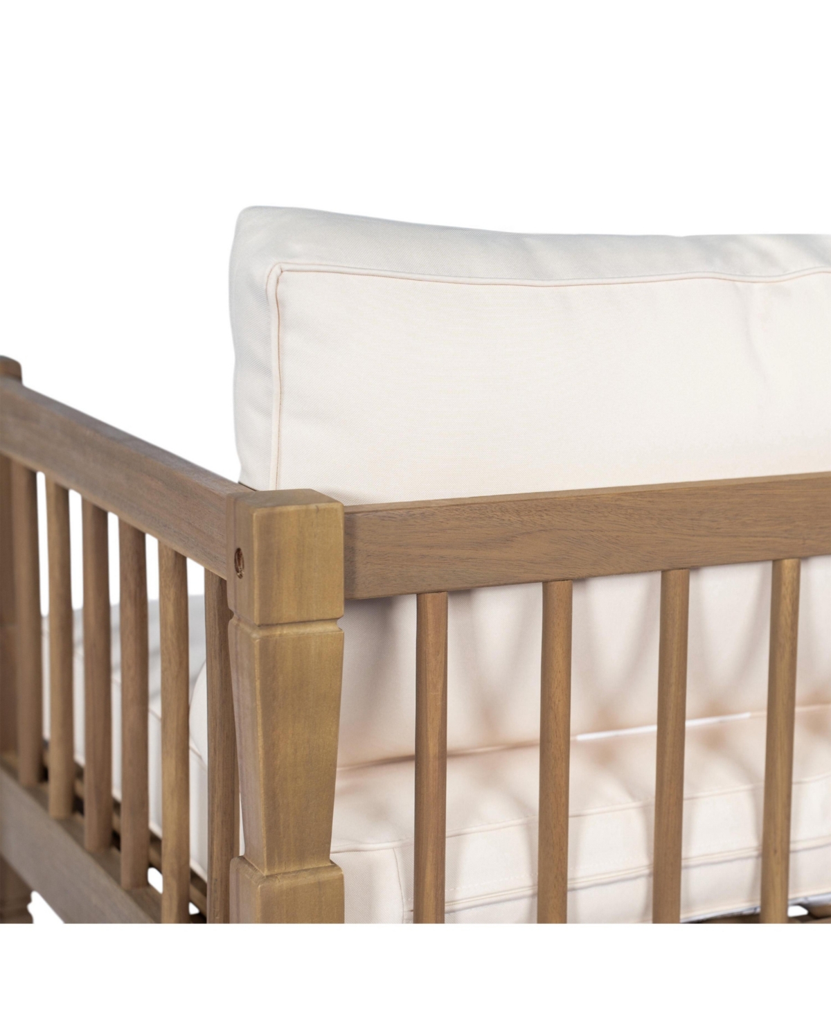 Flynama 4 Piece Light Brown Patio Conversation Set with Acacia Wood Frame Coffee Table Thick Cushions for Backyard Porch Balcony