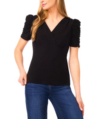 Women's V-Neck Puff-Sleeve Top