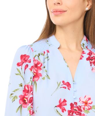 Women's V-Neck Smocked Detail Top