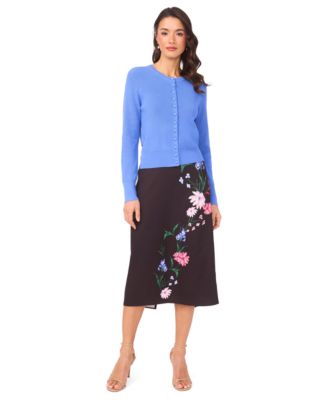 Women's Flat Front Detail Pull-On Midi Skirt