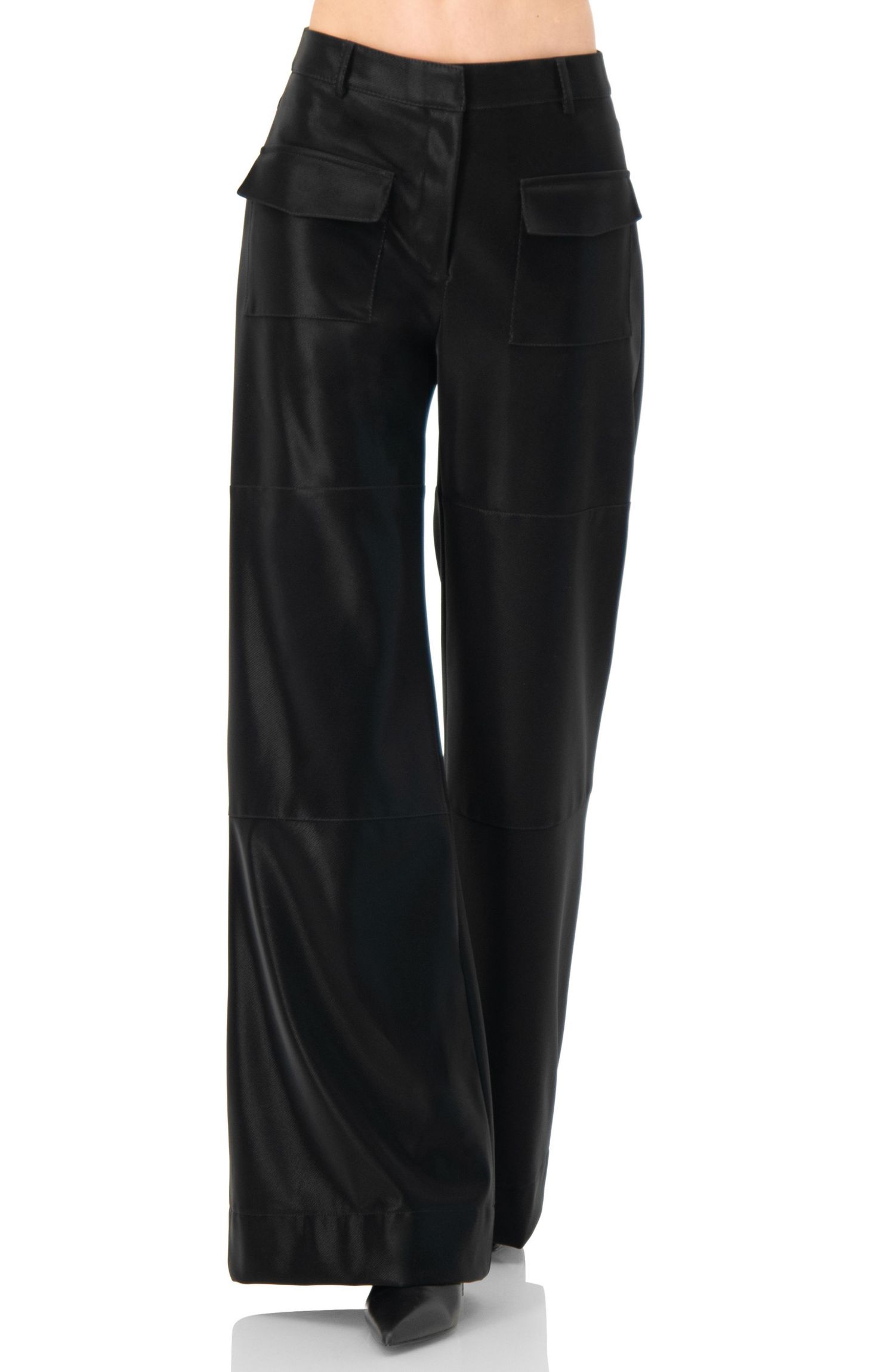 Women's High Shine Semi-Flared Trousers