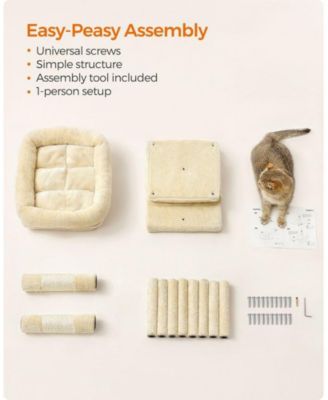 26.4-Inch Indoor Pet Play Tower with 2 Cat Caves, Scratching Posts, Top Perch, Anti-Tip Kit