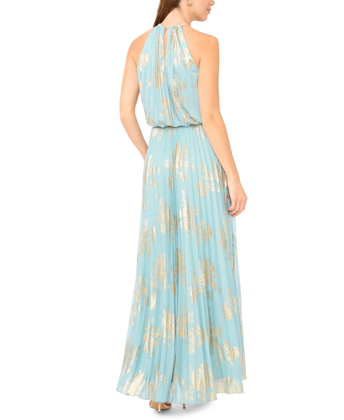 Msk Women's Embellishment Halter-Neck Pleated Dress