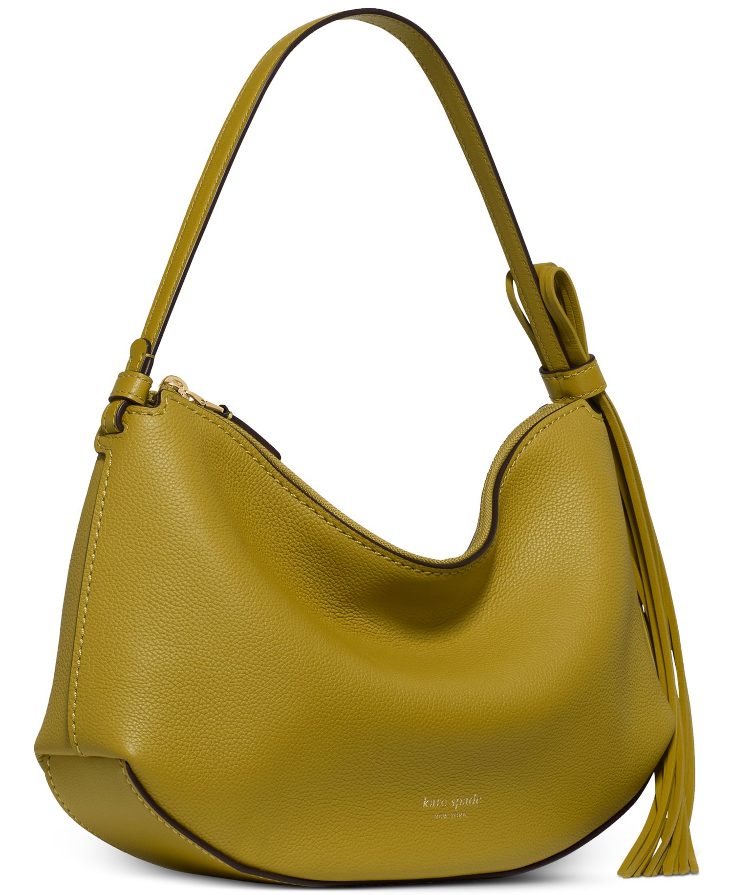 Loop Fringe Strap Pebbled Leather Medium Shoulder Bag
