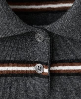 Women's Striped Polo-Neck Sweater