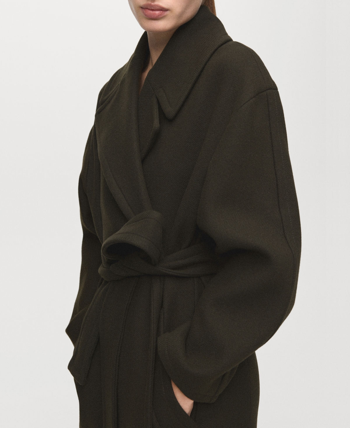 Mango Women's Belted Manteco Wool Coat