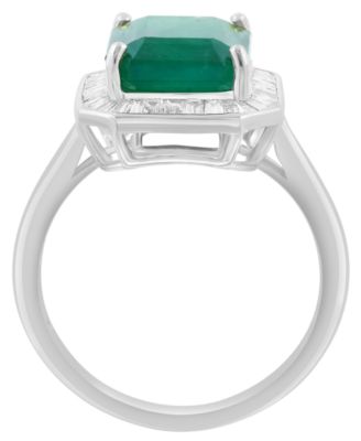 Diamond (5/8 ct. t.w.) and Emerald (4-1/4 ct. t.w.) Ring in 14k White Gold