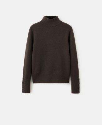 Women's Perkins Collar and Buttoned Cuffs Sweater