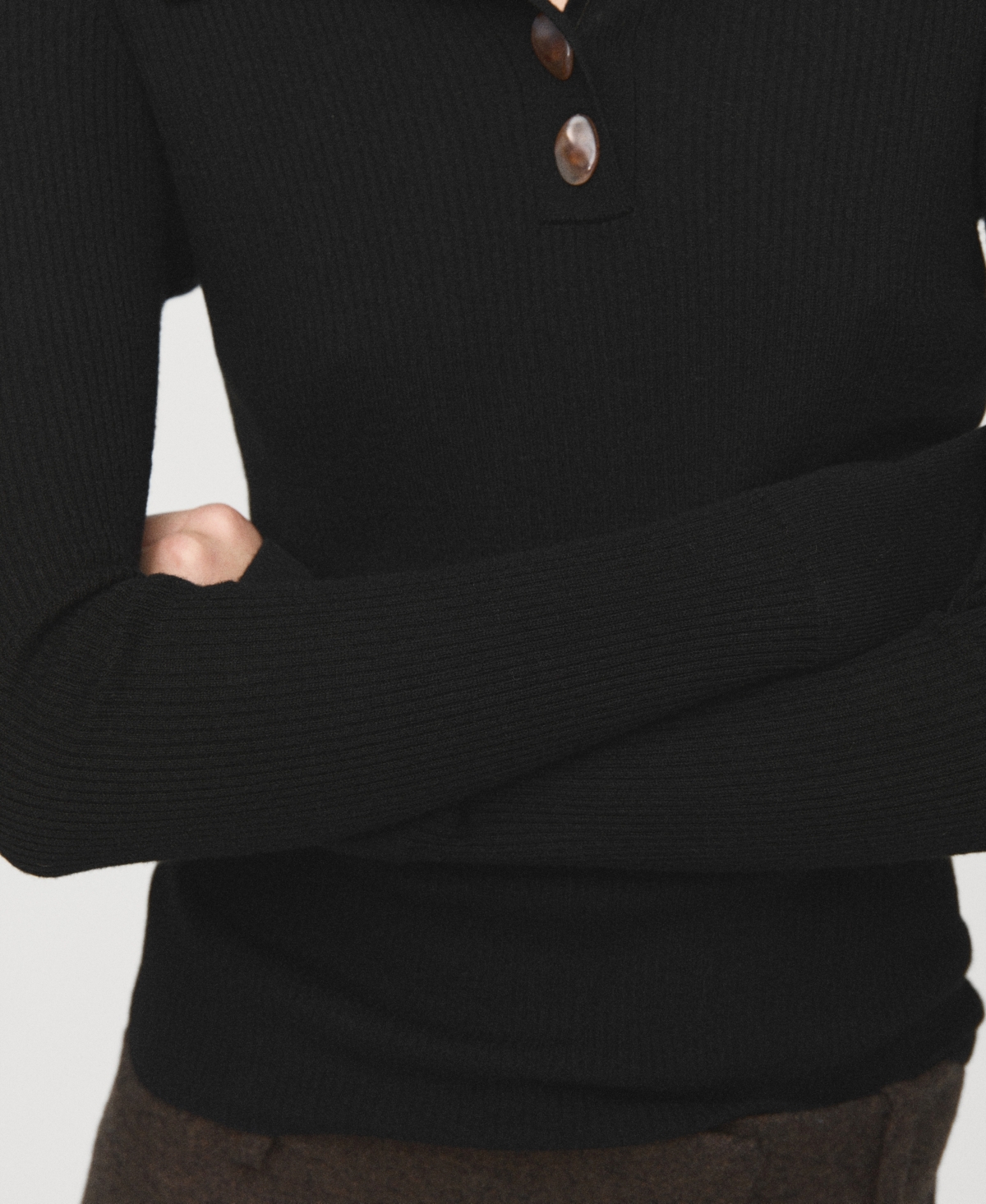 Mango Women's Polo-Neck Ribbed Sweater