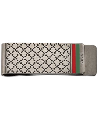 Gucci - Men's Sterling Silver Diamond Pattern with Green and Red Enamel Money Clip YBF32594800100U