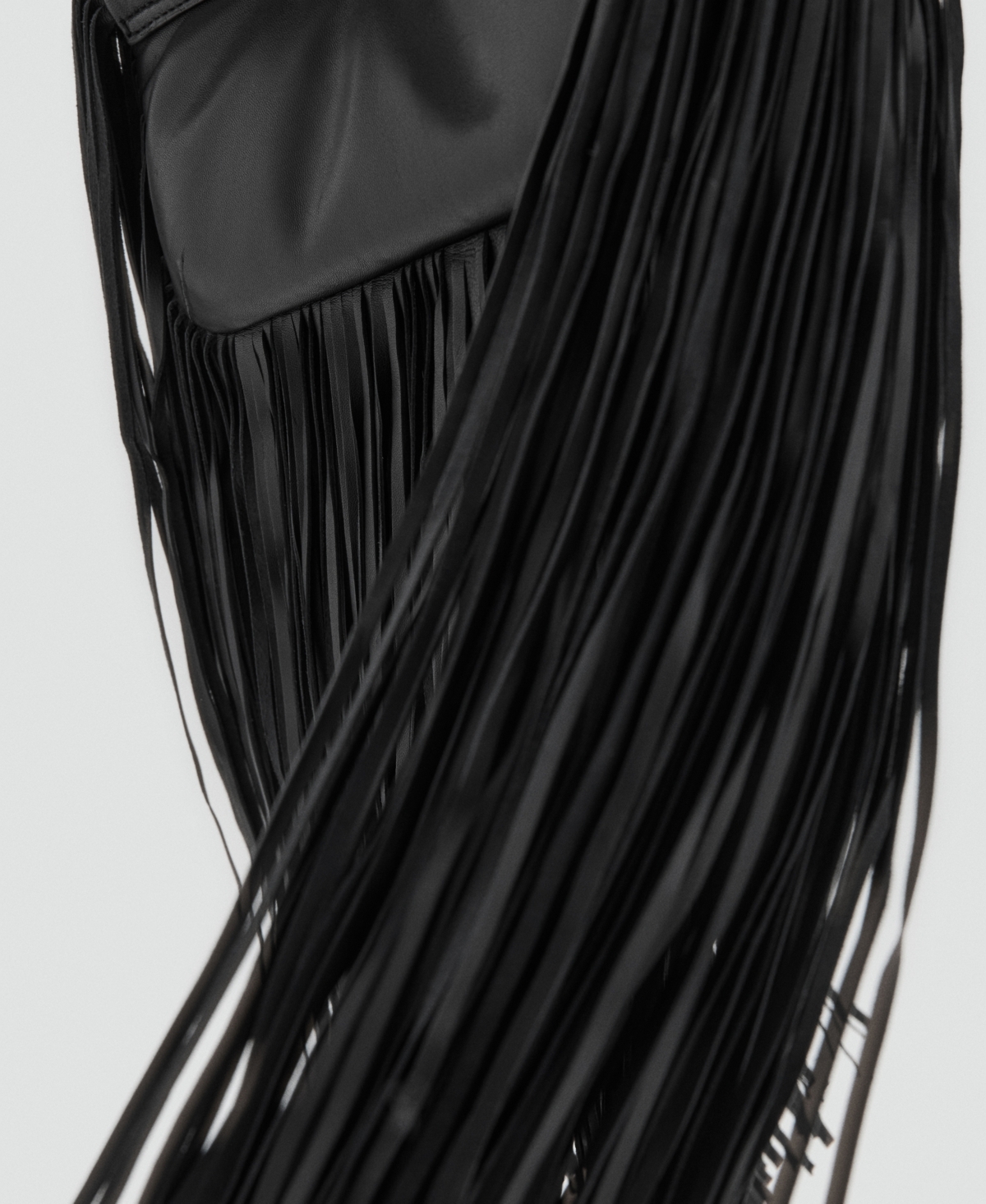 Mango Women's Fringes Leather Handbag