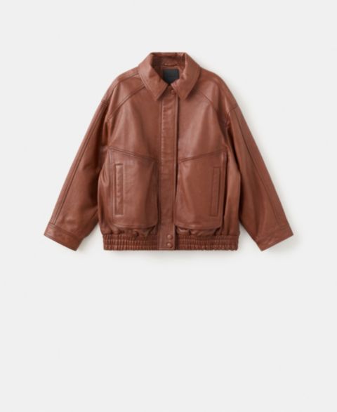 Женские куртки MANGO Oversized Leather Jacket