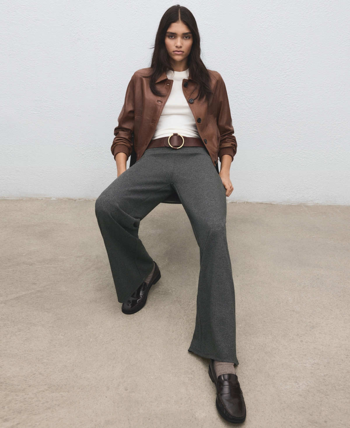 Mango Women's Elastic Waist Straight-Fit Pants