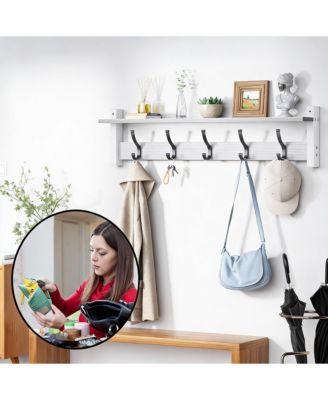 5-Hook Wall Coat Rack with Shelf
