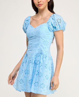 Juniors' Corset Drop Waist Fit & Flare Dress