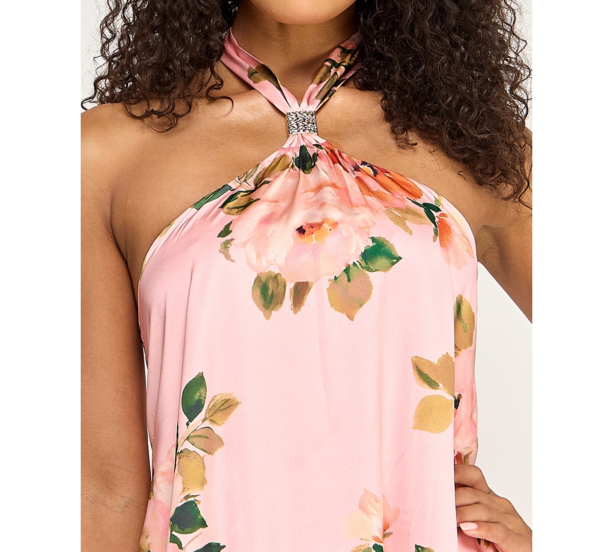 Seni & Cade Juniors' Floral Halter Neck Short Dress