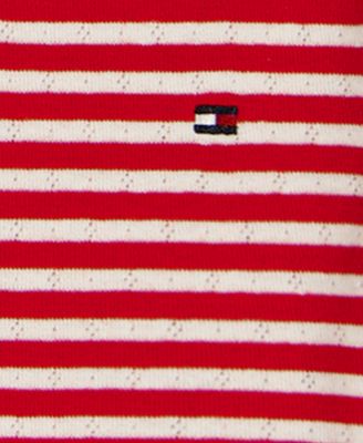 Girls' Toddler 2T-4T Striped Pointelle Rib T-Shirt & Star Patch Denim Skort, 2-Piece Set