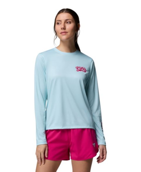 Женский топ Columbia Tidal Palm Waves Top, цвет: Тёмно-синий / Розовый