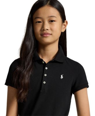 Girls 7-16 Stretch Cotton Mesh Polo Shirt
