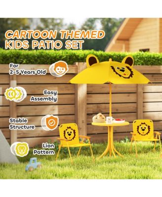 Kids Picnic Table and Chair Set with Adjustable Umbrella