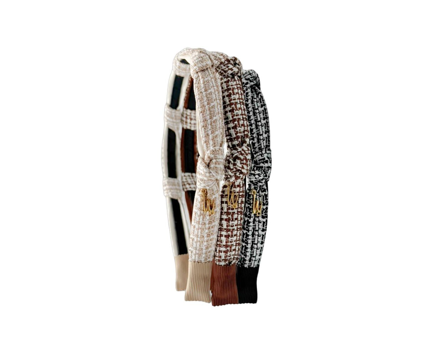 Women's Knotted Tweed Headband - Black Ivory