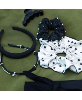 Women's Oversized Satin Scrunchie Duo - Polka Dots