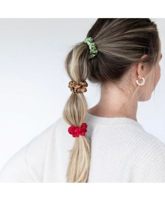 Women's Satin Scrunchie Set - Olive, Burgundy, Gold